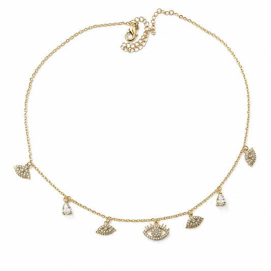Evil Eye Choker - white stones